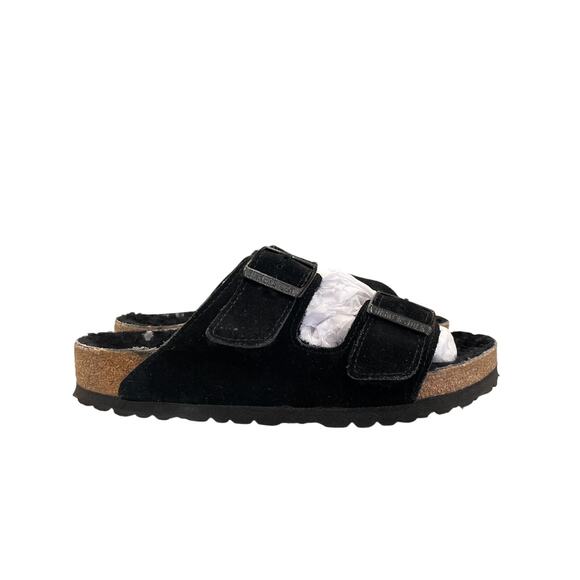Birkenstock Arizona Shearling Suede Sandals Black W8/M6 - Picture 3 of 8